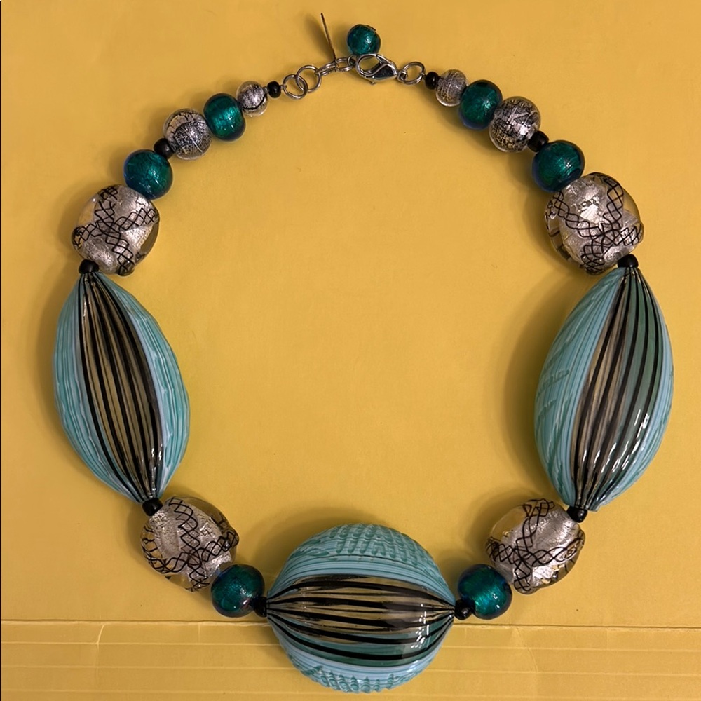 Leslie Genninger Murano Glass, Battuto & Filigrana Necklace